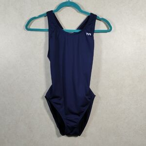 2/$10 04SE1 TYR navy blue One-Piece Racerback Swimsuit 36 S